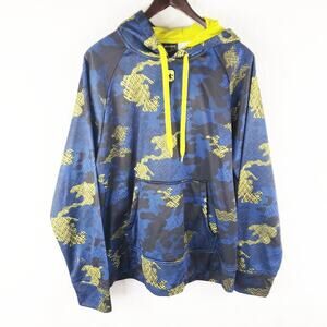 And1 Urban Hoodie Men M Camo Blue Black Yellow Soft & Cozy with Pockets